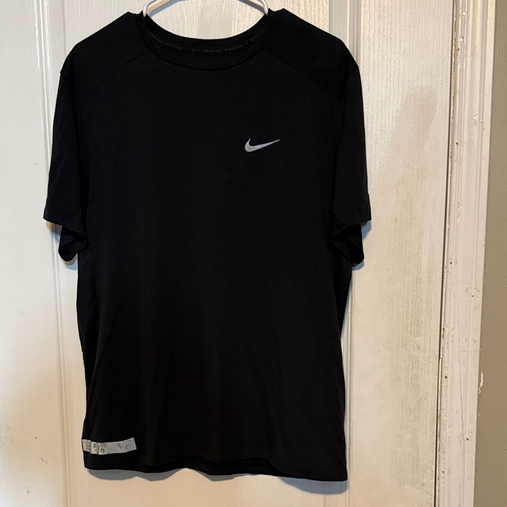Nike Men's Black Tee with Silver Logo